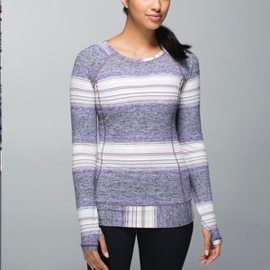 Lululemon Athletica Race Your Pace, osaka stripe heathered black grape, size 6